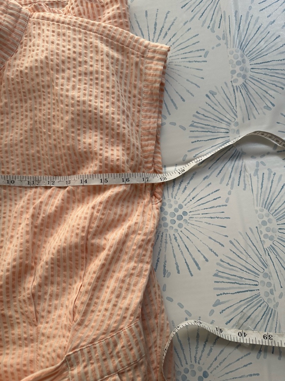 LOFT Sleeveless Seersucker Peach Stripe Dress Button Up size 4 - Picture 7 of 11